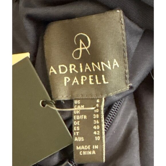 NWT Adrianna Papell Women's Seqin and Tulle Midnight Blue‎ Sz 6 Gown - Picture 5 of 6